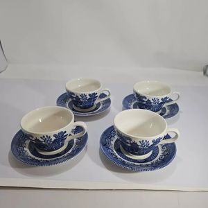 Vintage England Churchill Willow Cup and Saucer Set of 4